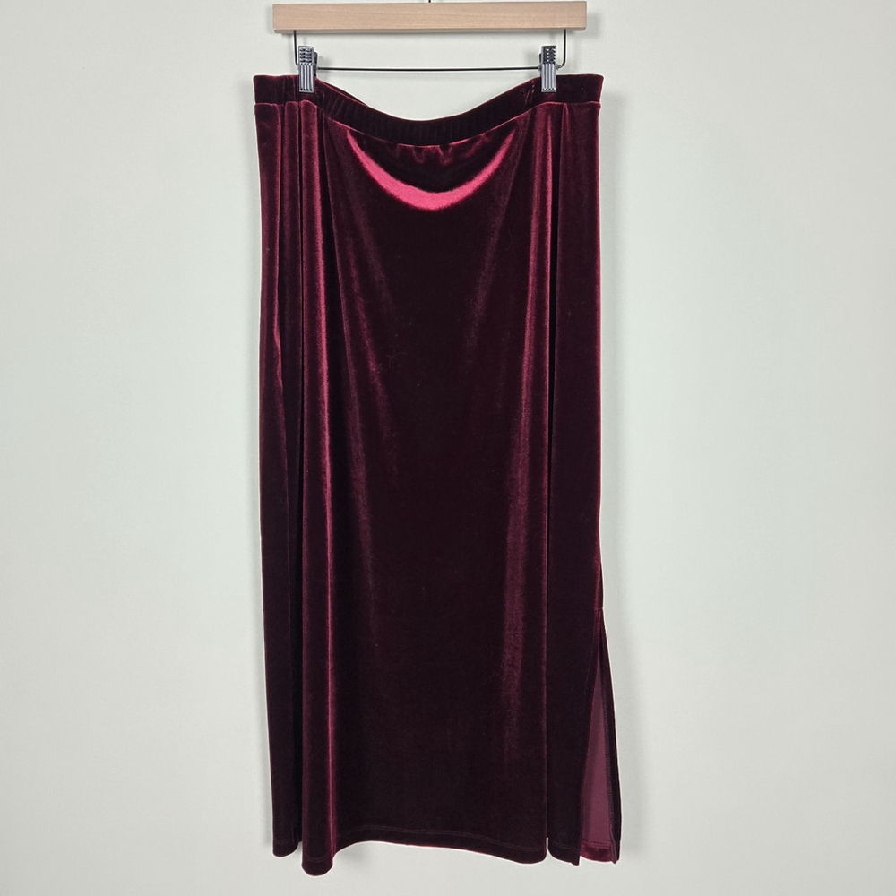 Impressions Womens Y2K Whimsigoth Velvet Maxi Skirt 1X Red Witchy Dark Romantic